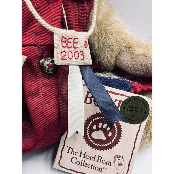 2003 Longaberger Boyds Bee Bear The Head Bean Collection Plush with Tags - Picture 2 of 3